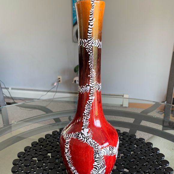 Hand painted one of a kind ceramic, wood vase. New - Picture 1 of 9